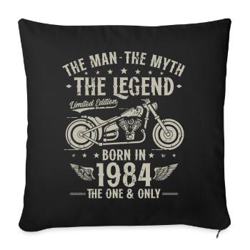 1984 Vintage Man Myth Legend Motorcycle - Sofa pillowcase 17,3'' x 17,3'' (45 x 45 cm) - black - Front