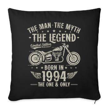 1994 Vintage Man Myth Legend Motorcycle - Sofa pillowcase 17,3'' x 17,3'' (45 x 45 cm) - black - Front