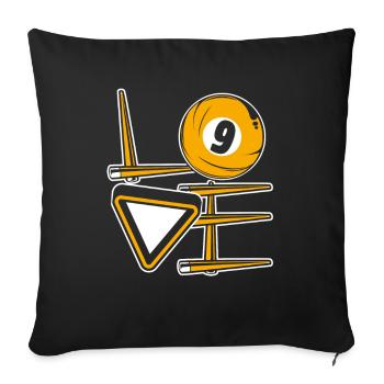 Love Snooker Billard Table de billard - Housse de coussin décorative 45 x 45 cm - noir - Devant