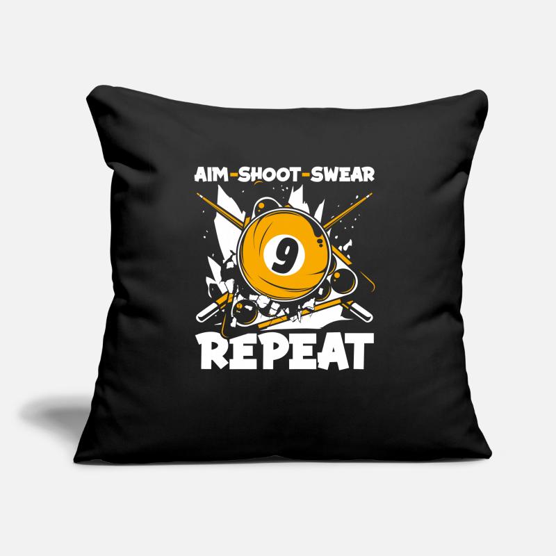 Aim Shoot Swear Repeat Billard de table de billard Housse de coussin décorative 45 x 45 cm