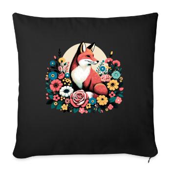 Fox Floral Floral Cottagecore Retro Animal - Sofa pillowcase 17,3'' x 17,3'' (45 x 45 cm) - black - Front