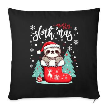 Mignon paresseux en bottes de Père Noël Noël Enfants - Housse de coussin décorative 45 x 45 cm - noir - Devant