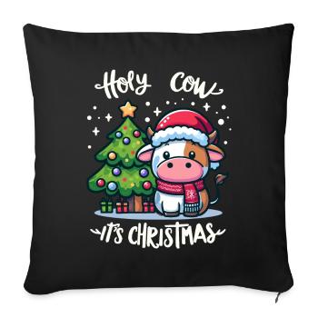 Cute cow celebrates Christmas with gifts - Sofa pillowcase 17,3'' x 17,3'' (45 x 45 cm) - black - Front