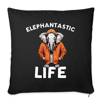 Elephantastic Life - Elephant Design - Sofa pillowcase 17,3'' x 17,3'' (45 x 45 cm) - black - Front