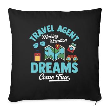 Réaliser ses rêves de vacances - Agence de voyage - Housse de coussin décorative 45 x 45 cm - noir - Devant