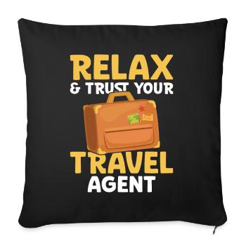 Détendez-vous et faites confiance à votre agence de voyages - Housse de coussin décorative 45 x 45 cm - noir - Devant