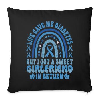 La vie m’a donné le diabète et une douce petite amie - Housse de coussin décorative 45 x 45 cm - noir - Devant
