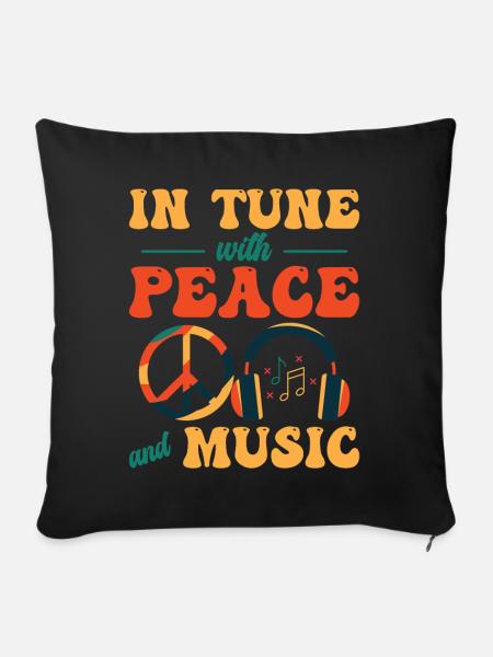 In Tune with Peace and Music Peace Music Musical H - Sofakissenbezug 45 x 45 cm - Schwarz