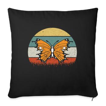 Retro Monarchs Sunset - Monarch Butterfly - Sofa pillowcase 17,3'' x 17,3'' (45 x 45 cm) - black - Front