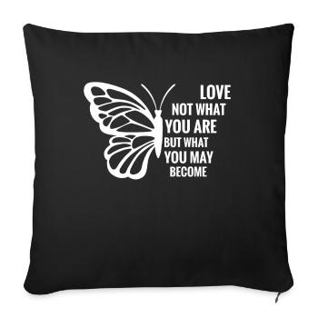 Aimez ce que vous devenez - Papillon monarque - Housse de coussin décorative 45 x 45 cm - noir - Devant