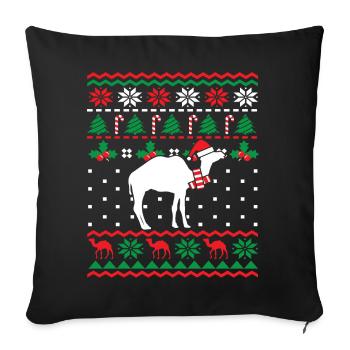 Christmas camel with santa hat desert animal - Sofa pillowcase 17,3'' x 17,3'' (45 x 45 cm) - black - Front