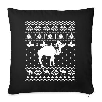 Christmas camel with santa hat desert animal - Sofa pillowcase 17,3'' x 17,3'' (45 x 45 cm) - black - Front