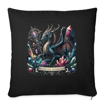 Gardien mystique du dragon - Housse de coussin décorative 45 x 45 cm - noir - Devant