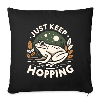Grenouille naturelle classique - Housse de coussin décorative 45 x 45 cm - noir - Devant