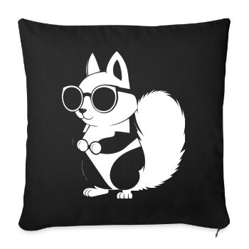 Funny Squirrel Wearing Sunglasses Squirrels - Sofa pillowcase 17,3'' x 17,3'' (45 x 45 cm) - black - Front