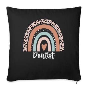 Dentist Rainbow Leopard Funny Dentist Appreciation - Sofa pillowcase 17,3'' x 17,3'' (45 x 45 cm) - black - Front