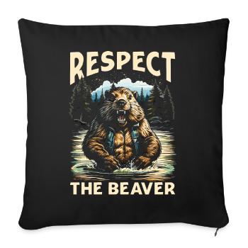 Respect The Beaver - Sofakissenbezug 45 x 45 cm - Schwarz - Vorne