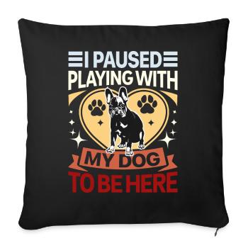 J’ai fait une pause en jouant avec mon chien pour être ici - Retro - Housse de coussin décorative 45 x 45 cm - noir - Devant