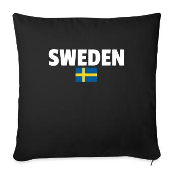 Suède Suède Drapeau suédois Suède Suède - Housse de coussin décorative 45 x 45 cm - noir - Devant