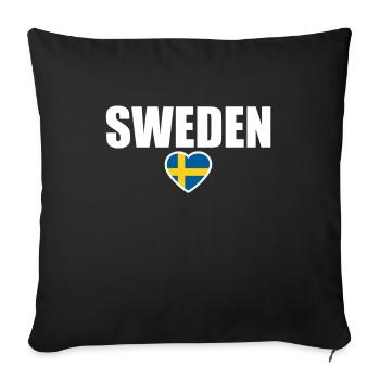Suède Suède Drapeau suédois Suède Suède - Housse de coussin décorative 45 x 45 cm - noir - Devant