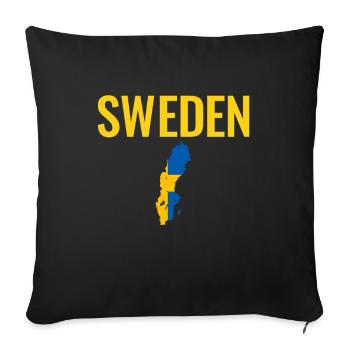 Suède Suède Carte Suède Drapeau Suède Suède - Housse de coussin décorative 45 x 45 cm - noir - Devant