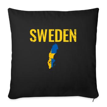 Suède Vintage Suède carte drapeau suédois - Housse de coussin décorative 45 x 45 cm - noir - Devant