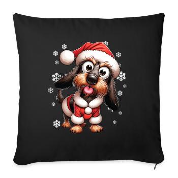 Wire-haired Dachshund Dog Christmas - Sofa pillowcase 17,3'' x 17,3'' (45 x 45 cm) - black - Front
