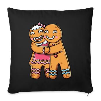 Gingerbread Cookies Couple Christmas Xmas Lover - Sofa pillowcase 17,3'' x 17,3'' (45 x 45 cm) - black - Front