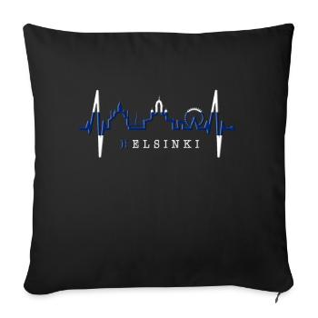 Helsinki Skyline Heartbeat Finnish Love Finland - Sofa pillowcase 17,3'' x 17,3'' (45 x 45 cm) - black - Front