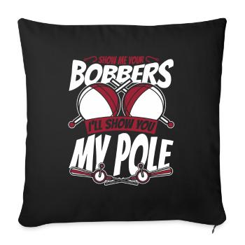 Montrez-moi vos bobbers pêche en haute mer pêcheur à la mouche - Housse de coussin décorative 45 x 45 cm - noir - Devant