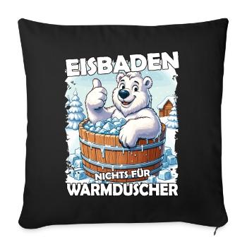 Eisbaden Winterbaden Lustig - Sofakissenbezug 45 x 45 cm - Schwarz - Vorne
