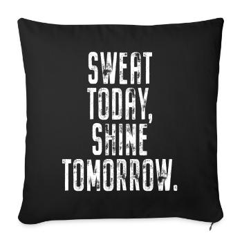 Transpirer aujourd’hui Briller demain Entraînement Sport Fitness - Housse de coussin décorative 45 x 45 cm - noir - Devant