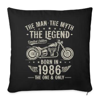 1986 Vintage Man Myth Legend Motorcycle - Sofa pillowcase 17,3'' x 17,3'' (45 x 45 cm) - black - Front