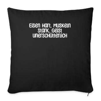 Fitness - Eisen hart, Muskeln stark, Geist - Sofakissenbezug 45 x 45 cm - Schwarz - Vorne