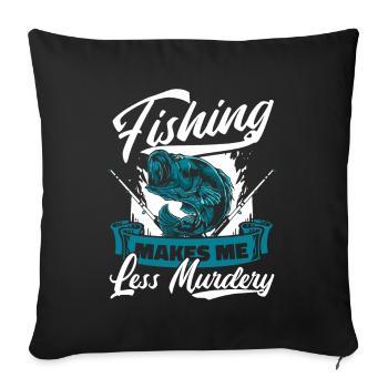 La pêche me rend moins meurtrier Pêcheur de spin - Housse de coussin décorative 45 x 45 cm - noir - Devant