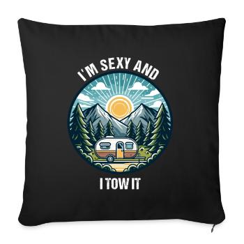 Caravan Motorhome Caravan Camper Fun Holiday - Sofa pillowcase 17,3'' x 17,3'' (45 x 45 cm) - black - Front