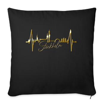 Stockholm Skyline Heartbeat Heart I Love Suède - Housse de coussin décorative 45 x 45 cm - noir - Devant