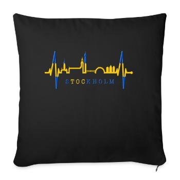 Stockholm Skyline Heartbeat Heart I Love Suède - Housse de coussin décorative 45 x 45 cm - noir - Devant