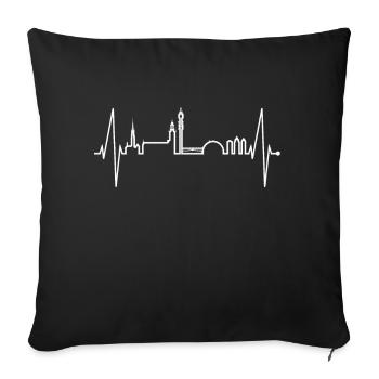 Stockholm Skyline Herzschlag Herz I Love Schweden - Sofakissenbezug 45 x 45 cm - Schwarz - Vorne