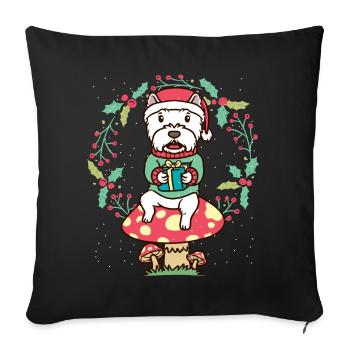 West Highland White Terrier Dog Christmas Wreath - Sofa pillowcase 17,3'' x 17,3'' (45 x 45 cm) - black - Front