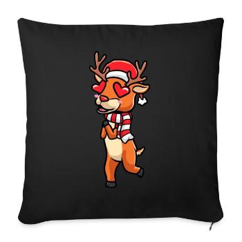 Émoticône de renne Noël Noël - Housse de coussin décorative 45 x 45 cm - noir - Devant