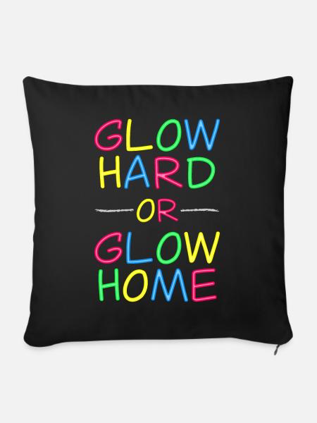Neon Lebensmotto - Strahlend leben - Sofakissenbezug 45 x 45 cm - Schwarz