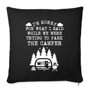 Camping Caravan Campfire Barbecue Campsite - Sofa pillowcase 17,3'' x 17,3'' (45 x 45 cm) - black - Front