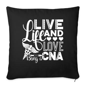 CNA Love Being A CNA - Sofa pillowcase 17,3'' x 17,3'' (45 x 45 cm) - black - Front