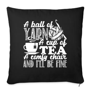 Crocheting Crocheting A Ball Of Yarn - Sofa pillowcase 17,3'' x 17,3'' (45 x 45 cm) - black - Front
