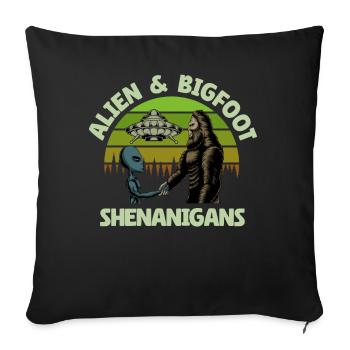Alien, UFO, UAP, Space, Space Flying Object - Sofa pillowcase 17,3'' x 17,3'' (45 x 45 cm) - black - Front