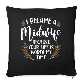 Infirmière sage-femme accoucheuse I - Housse de coussin décorative 45 x 45 cm - noir - Devant