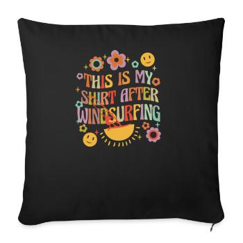 Planche à voile Planche de surf Planche à voile Vintage - Housse de coussin décorative 45 x 45 cm - noir - Devant