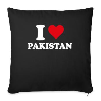 Ich liebe Pakistan Herz Pakistanisches Geschenk - Sofakissenbezug 45 x 45 cm - Schwarz - Vorne