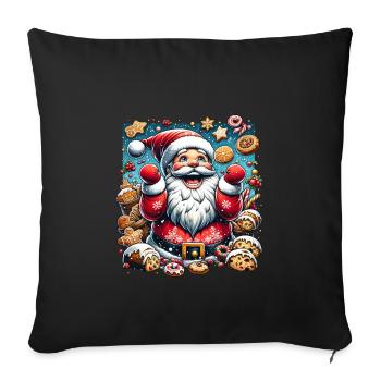 Drôle de Père Noël aime grignoter - Biscuits - Housse de coussin décorative 45 x 45 cm - noir - Devant